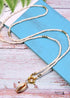 Boho Necklace, Long Blue Hippie Shell
